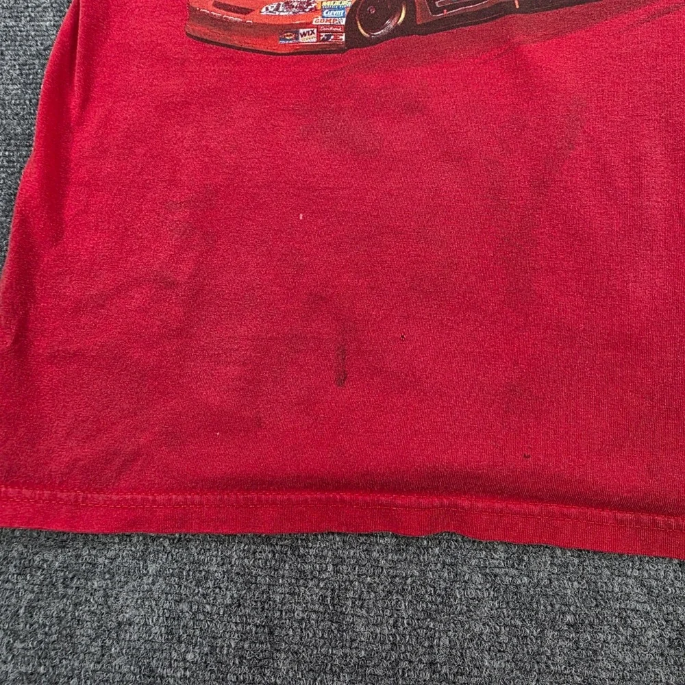 Vintage Dale Jr 8 Budweiser NASCAR Racing T Shirt Mens Medium Red 2005 Schedule‎